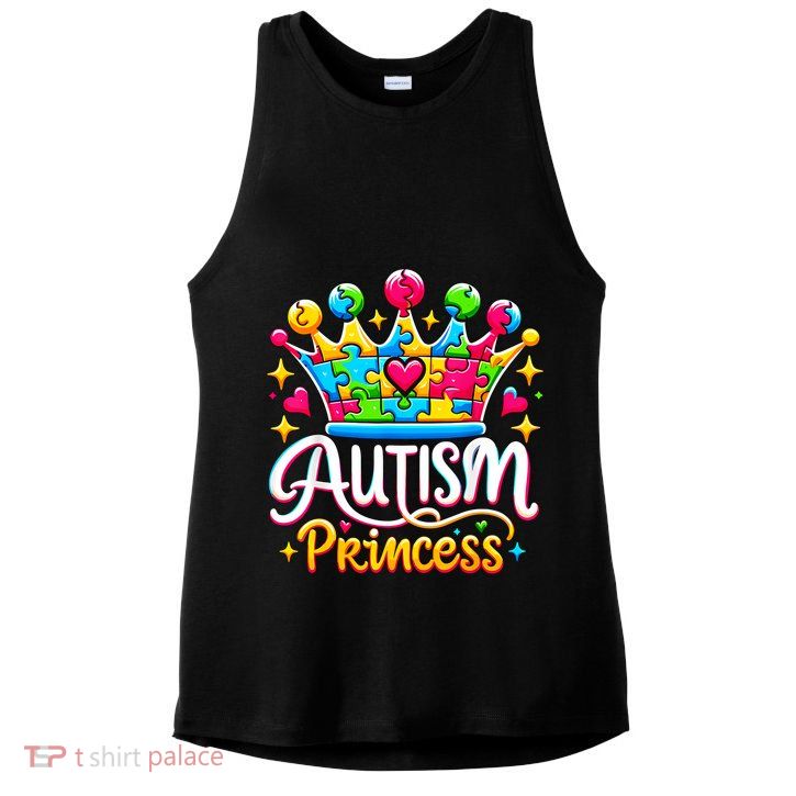 Autism Princess Autism Awareness Queen Girl Ladies PosiCharge Tri-Blend Wicking Tank