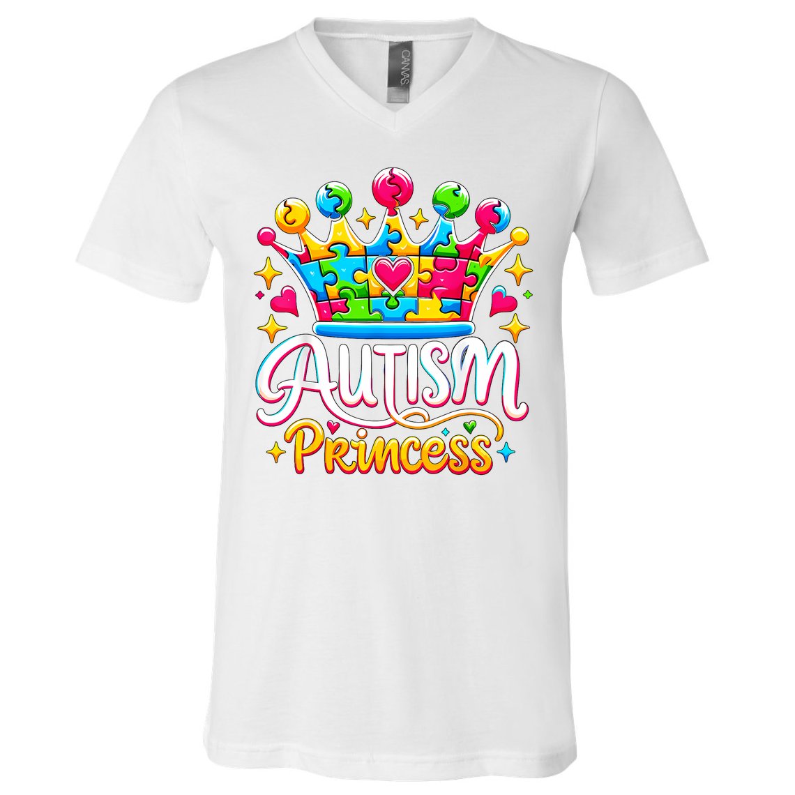 Autism Princess Autism Awareness Queen Girl V-Neck T-Shirt