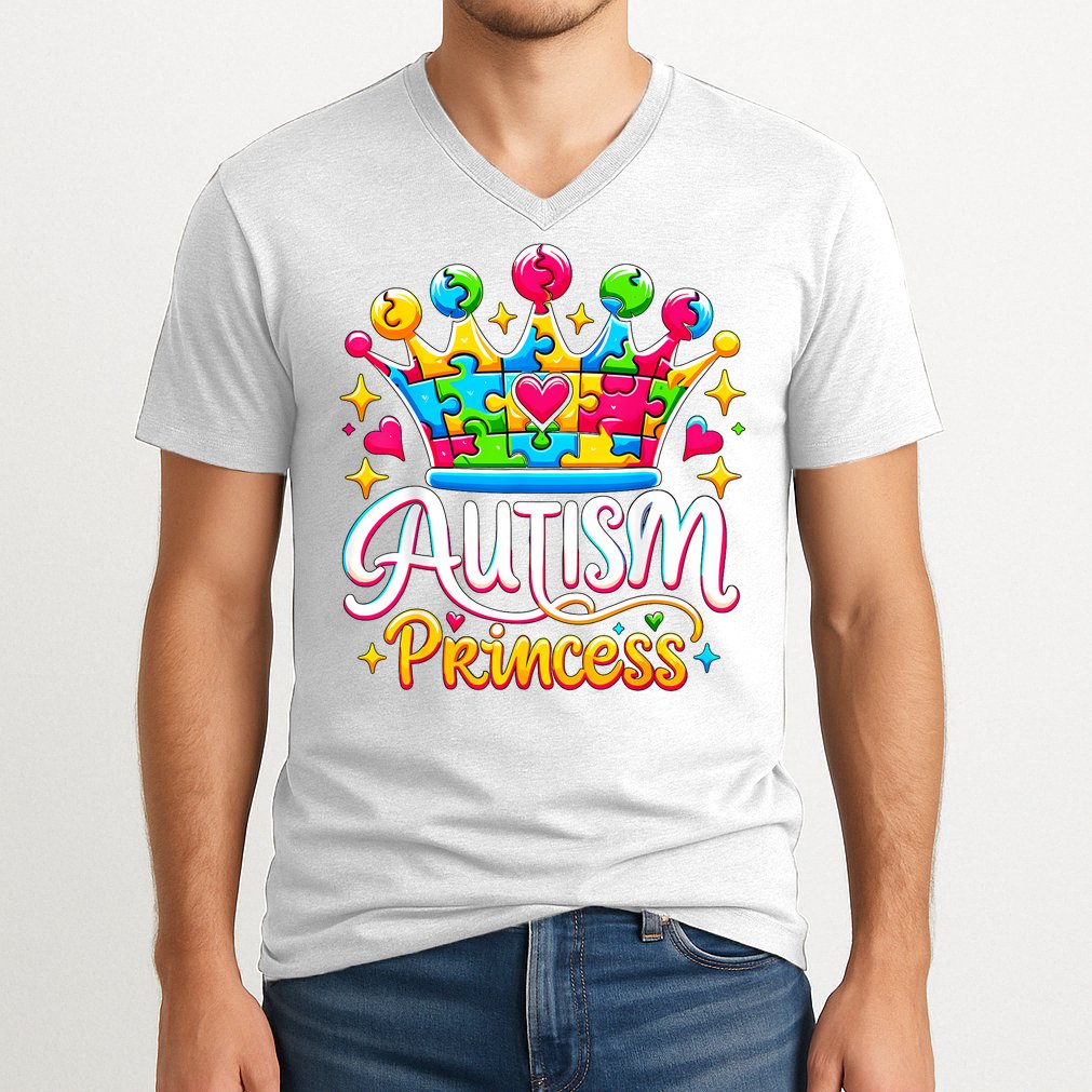 Autism Princess Autism Awareness Queen Girl V-Neck T-Shirt