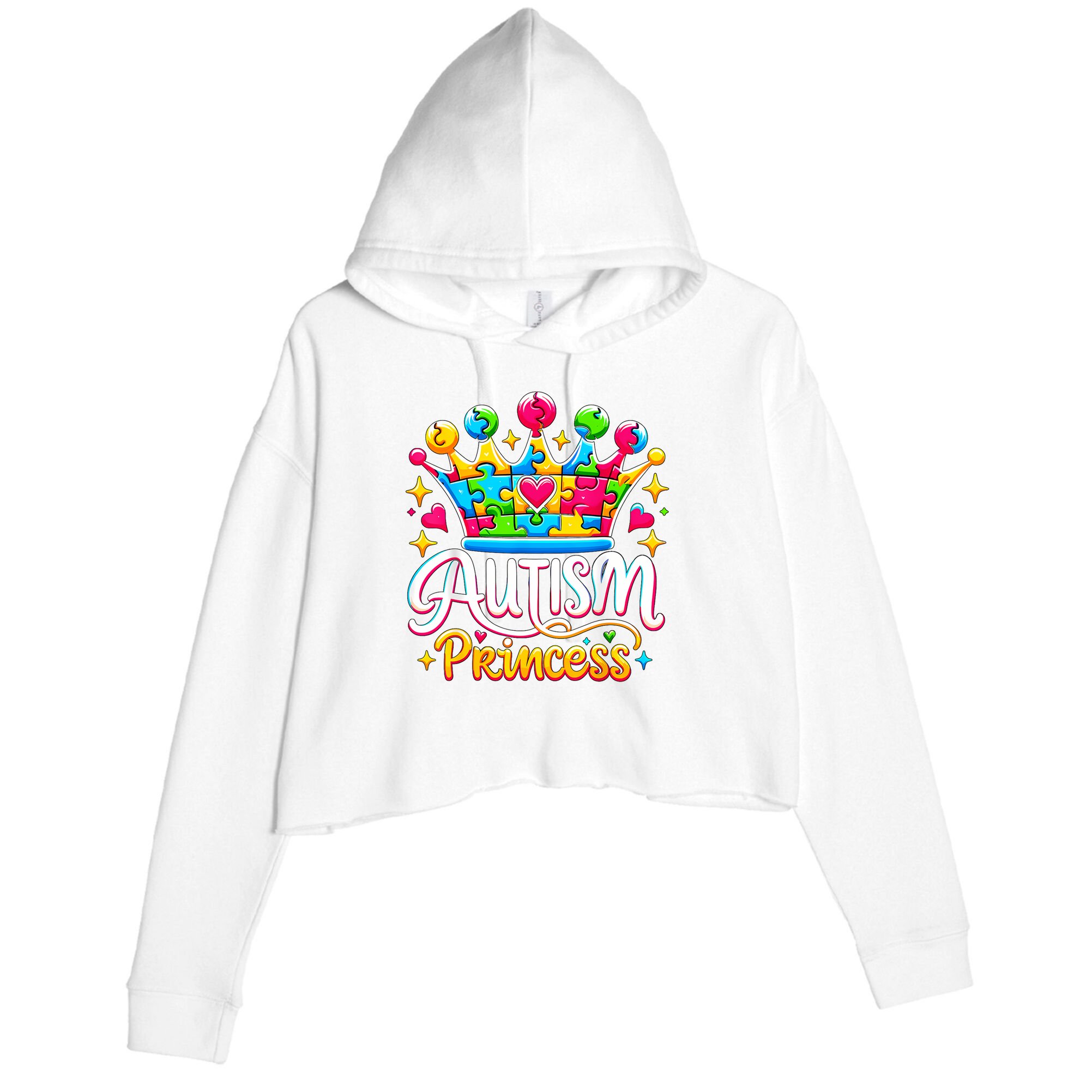 Autism Princess Autism Awareness Queen Girl Crop Fleece Hoodie