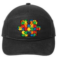 Autism Puzzle Autism Awareness Month 7-Panel Snapback Hat