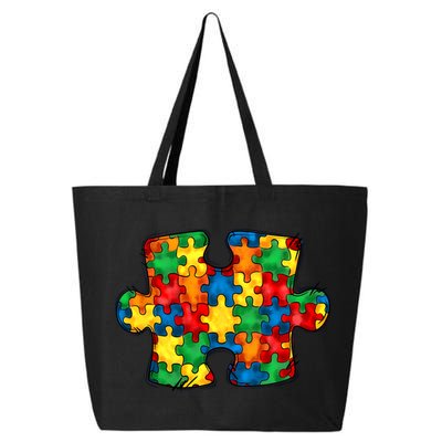 Autism Puzzle Autism Awareness Month 25L Jumbo Tote