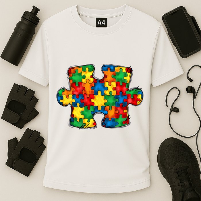 Autism Puzzle Autism Awareness Month Cooling Performance Crew T-Shirt