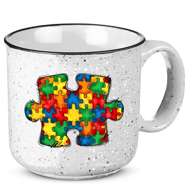 Autism Puzzle Autism Awareness Month 15oz Campfire Ceramic Mug