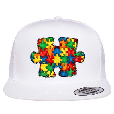 Autism Puzzle Autism Awareness Month Flatbill Hat