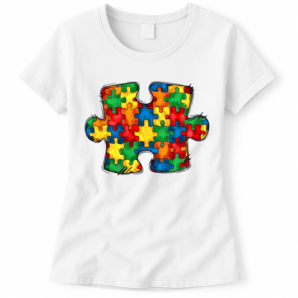 Autism Puzzle Autism Awareness Month Womens T-Shirt