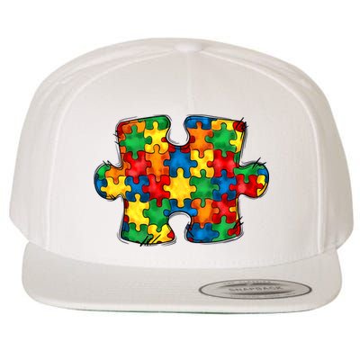 Autism Puzzle Autism Awareness Month Wool Snapback Cap