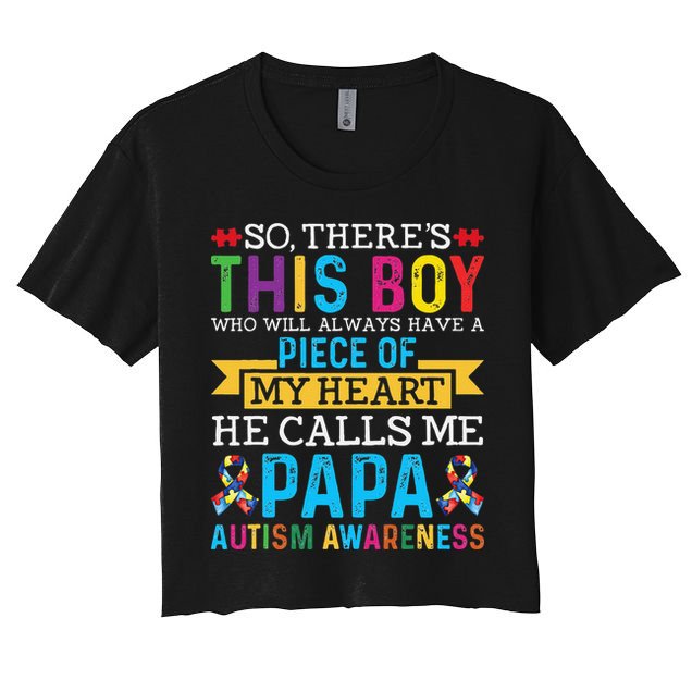 Autism Papa Autism Awareness Support Autism Motivational Crop Top