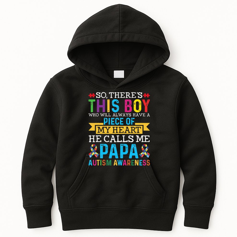 Autism Papa Autism Awareness Support Autism Motivational Kids Hoodie