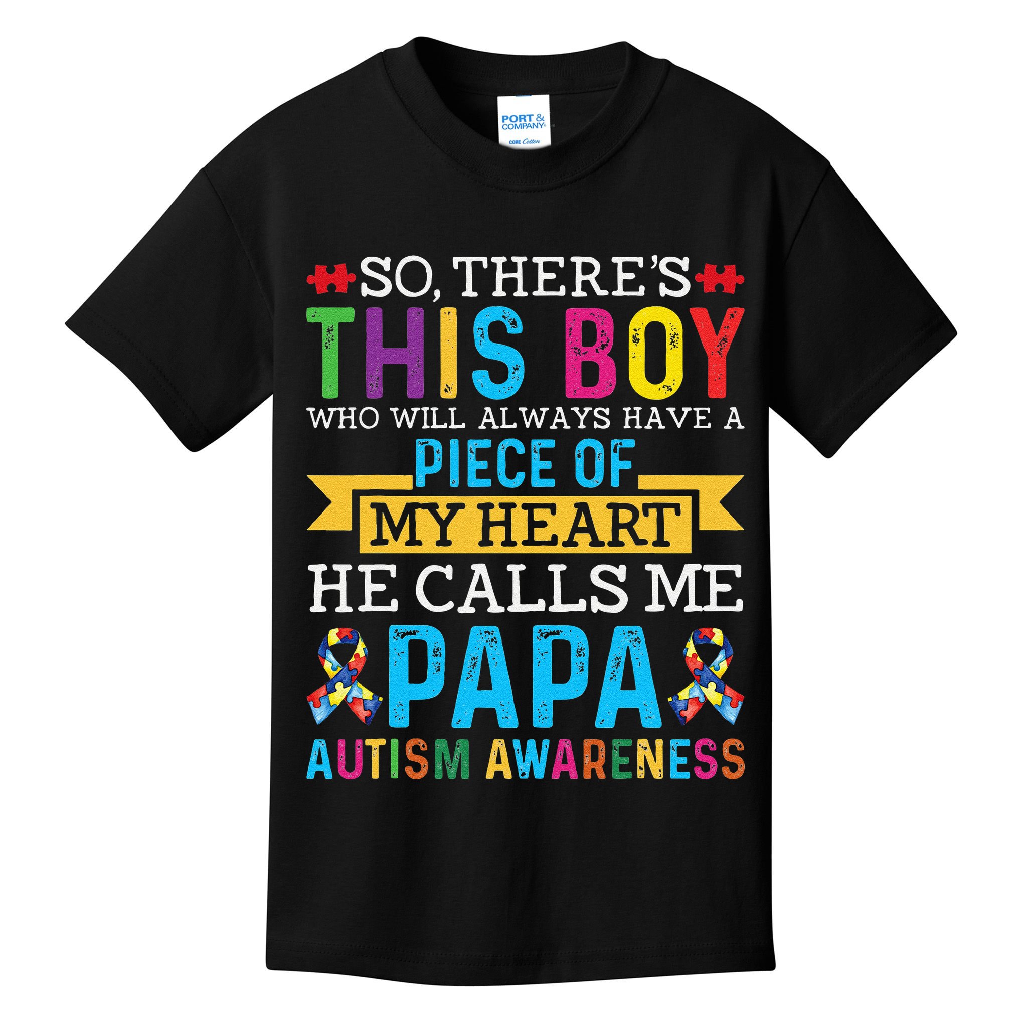 Autism Papa Autism Awareness Support Autism Motivational Kids T-Shirt