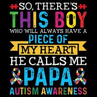 Autism Papa Autism Awareness Support Autism Motivational Kids T-Shirt