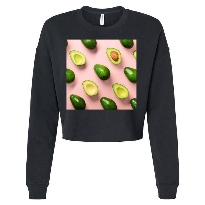 Avocado Pattern Cropped Pullover Crew