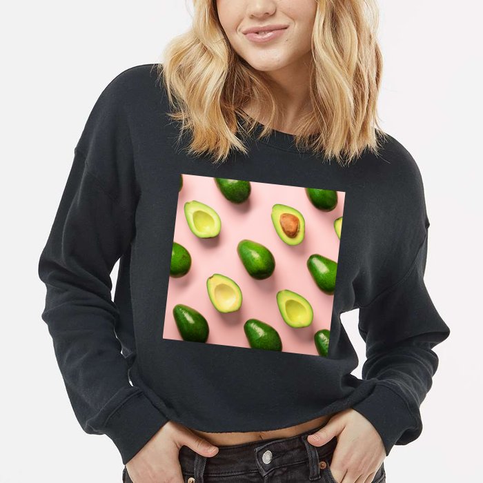 Avocado Pattern Cropped Pullover Crew