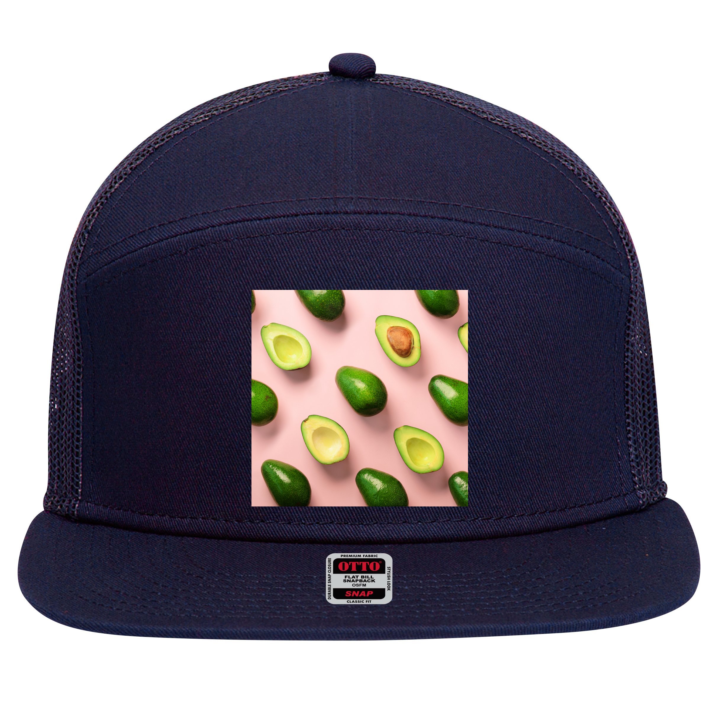 Avocado Pattern 7 Panel Mesh Trucker Snapback Hat