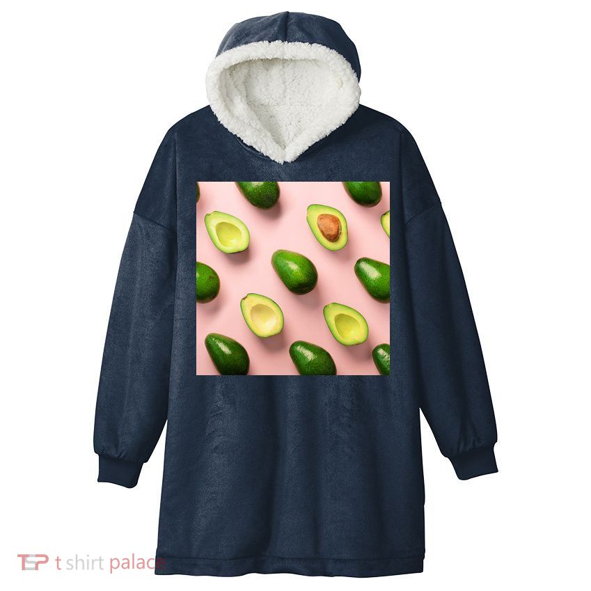 Avocado Pattern Hooded Wearable Blanket