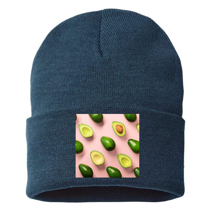 Avocado Pattern Sustainable Knit Beanie