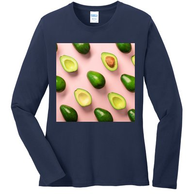 Avocado Pattern Ladies Long Sleeve Shirt