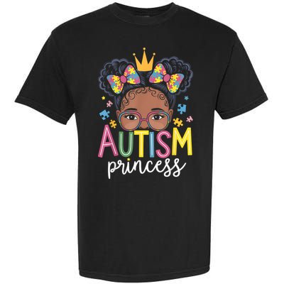 Autism Princess Afro Girl Bow Daughter Autism Awareness Garment-Dyed Heavyweight T-Shirt