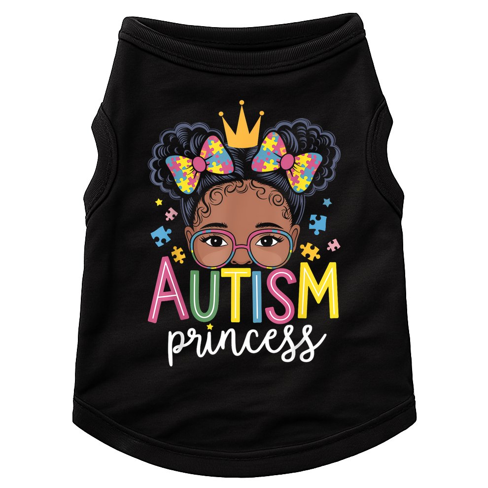 Autism Princess Afro Girl Bow Daughter Autism Awareness Doggie Tank