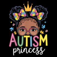 Autism Princess Afro Girl Bow Daughter Autism Awareness Flat Bill Trucker Hat