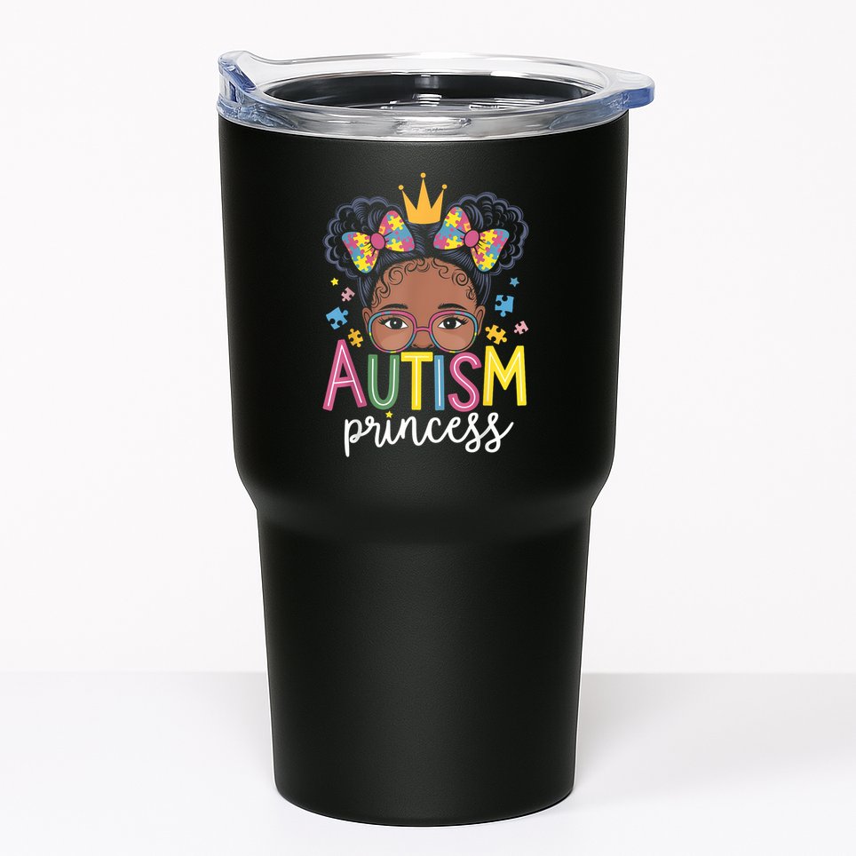 Autism Princess Afro Girl Bow Daughter Autism Awareness Tumbler
