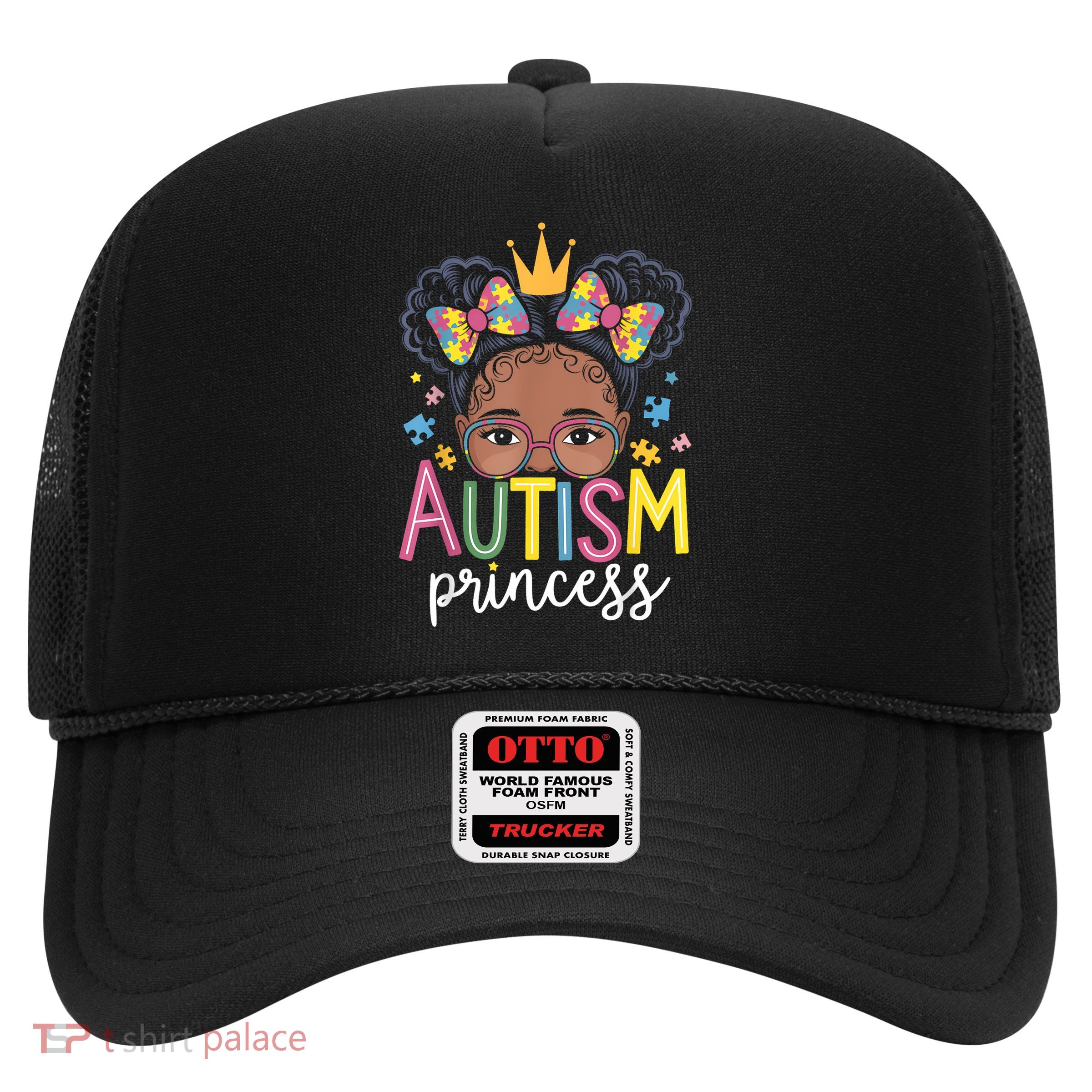 Autism Princess Afro Girl Bow Daughter Autism Awareness Trucker Hat