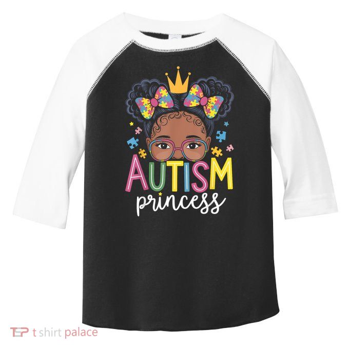 Autism Princess Afro Girl Bow Daughter Autism Awareness Toddler Fine Jersey T-Shirt
