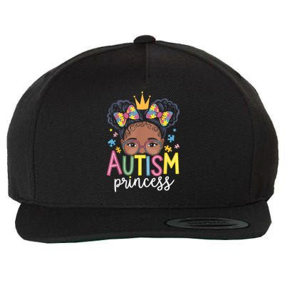 Autism Princess Afro Girl Bow Daughter Autism Awareness Wool Snapback Cap