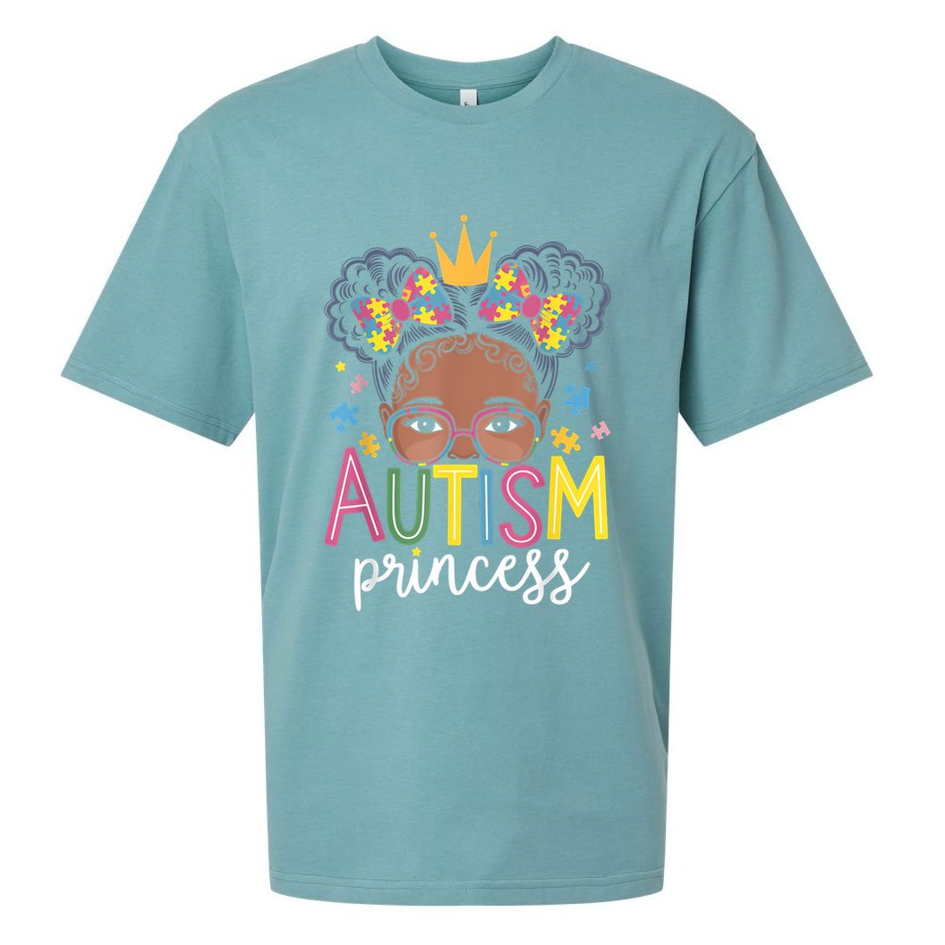Autism Princess Afro Girl Bow Daughter Autism Awareness Sueded Cloud Jersey T-Shirt