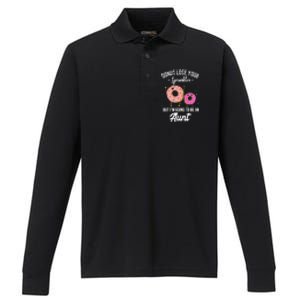 Aunt Pregnancy Announcement Reveal Funny Donut Quote Performance Long Sleeve Polo