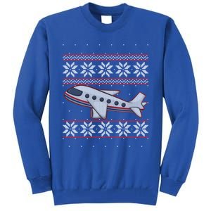 Airplane Pilots Aviation Crew Matching Ugly Christmas Plane Gift Tall Sweatshirt