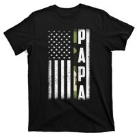 American Papa Army Veteran Flag Military Fathers Day T-Shirt