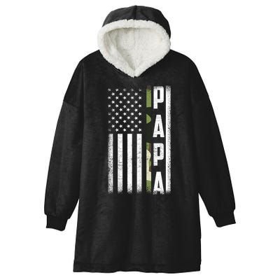 American Papa Army Veteran Flag Military Fathers Day Hooded Wearable Blanket