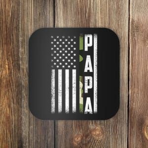 American Papa Army Veteran Flag Military Fathers Day Coaster