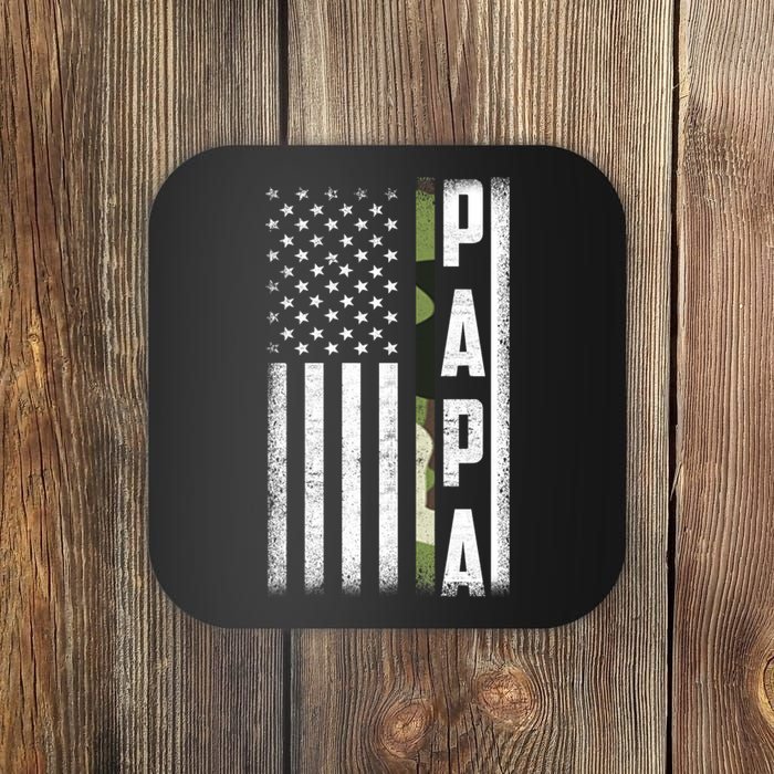 American Papa Army Veteran Flag Military Fathers Day Coaster