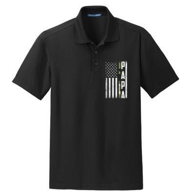 American Papa Army Veteran Flag Military Fathers Day Dry Zone Grid Polo