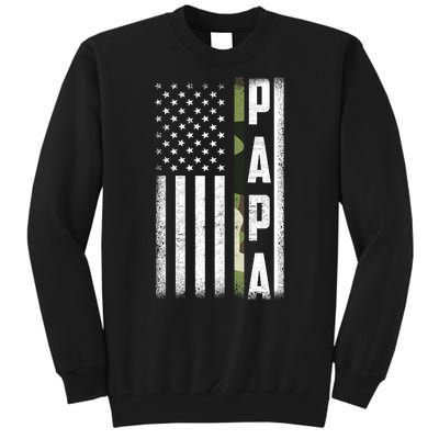 American Papa Army Veteran Flag Military Fathers Day Tall Sweatshirt