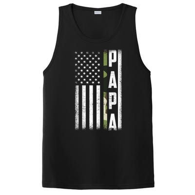 American Papa Army Veteran Flag Military Fathers Day PosiCharge Competitor Tank