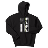 American Papa Army Veteran Flag Military Fathers Day Kids Hoodie