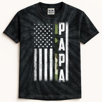 American Papa Army Veteran Flag Military Fathers Day Kids Tie-Dye T-Shirt