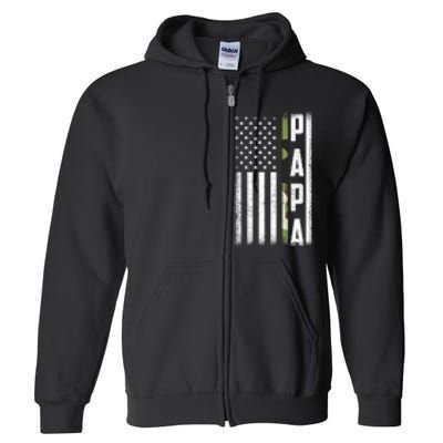 American Papa Army Veteran Flag Military Fathers Day Full Zip Hoodie