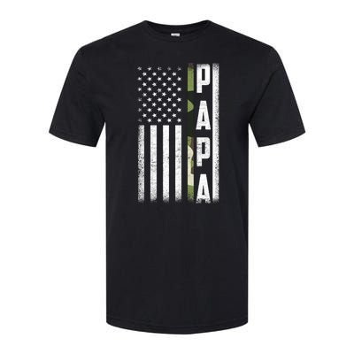 American Papa Army Veteran Flag Military Fathers Day Softstyle® CVC T-Shirt