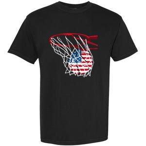 American Patriotic Basketball 4th Of July US Flag Men Garment-Dyed Heavyweight T-Shirt