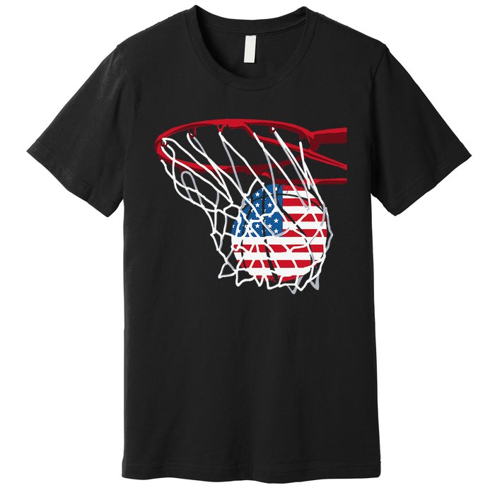 American Patriotic Basketball 4th Of July US Flag Men Premium T-Shirt