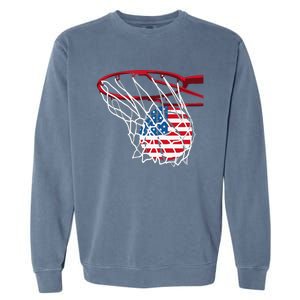 American Patriotic Basketball 4th Of July US Flag Men Garment-Dyed Sweatshirt