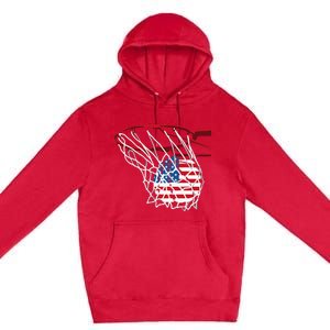 American Patriotic Basketball 4th Of July US Flag Men Premium Pullover Hoodie