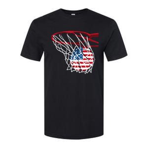 American Patriotic Basketball 4th Of July US Flag Men Softstyle CVC T-Shirt