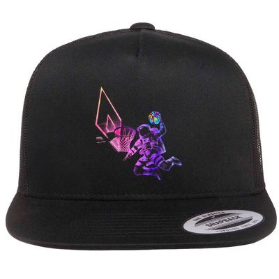 Astronaut Playing Basketball Sport Autism Awarenes Day Space Gift Flatbill Hat