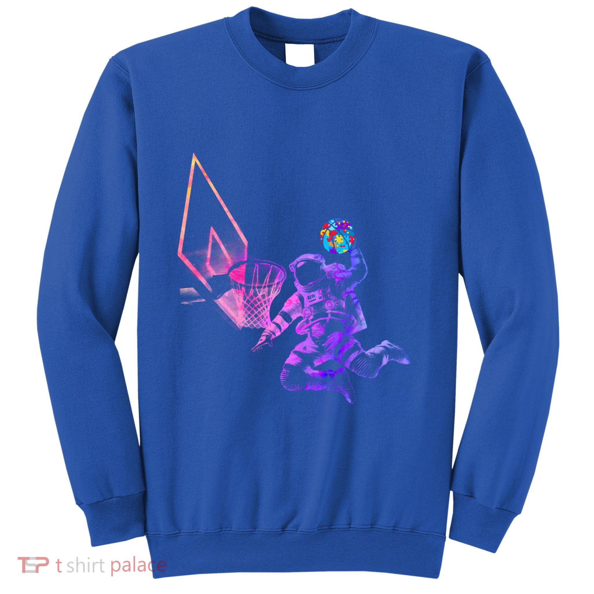 Astronaut Playing Basketball Sport Autism Awarenes Day Space Gift Sweatshirt