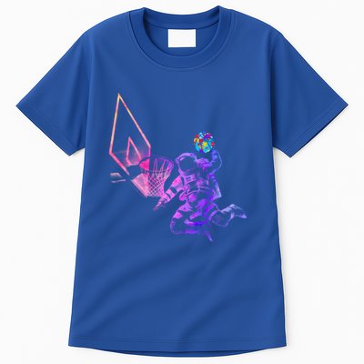 Astronaut Playing Basketball Sport Autism Awarenes Day Space Gift Tall T-Shirt